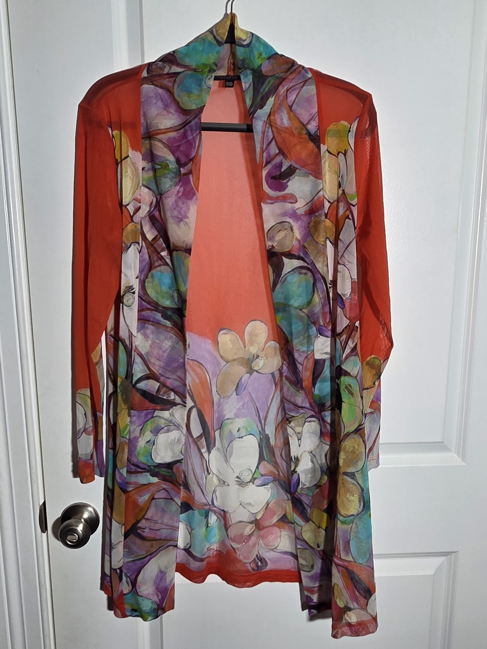 Robert Kitchen Sheer Floral Open Cardigan - Size Large